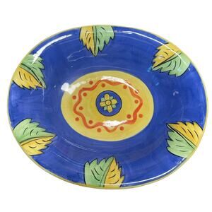 Tabletops Unlimited DERUTA Large Hand Painted Decorative Serving Bowl 16x13x3.5"
